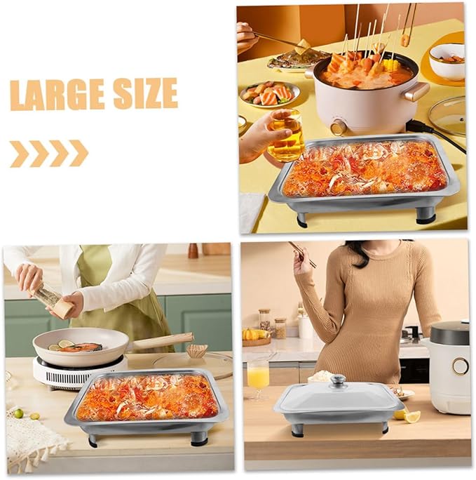 Veemoon Buffet Serving Tray with Lid Chafing Dish for Catering Food Serving Tray for Parties Gatherings and Events