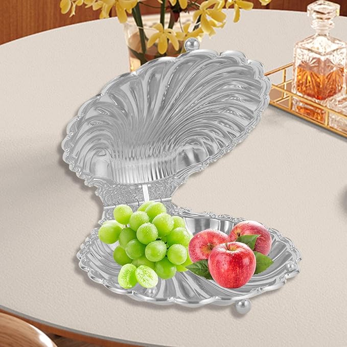 Fruit Bowl Bread Tray Home Fruit Platter Decor Serving Tray for Snacks Salad Dining Table Kitchen Counter Dessert, Silver L