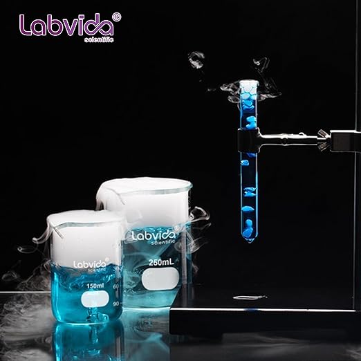 Upgrated 3 Size Low Form Beaker Set, 50ml 100ml 250ml, 3.3 Boro Glass Beakers with Printed Graduation, LVA017