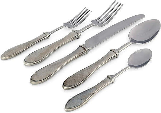 Vagabond House 5 Piece Pewter Wales Pattern Flatware Set 9.5 inch Long