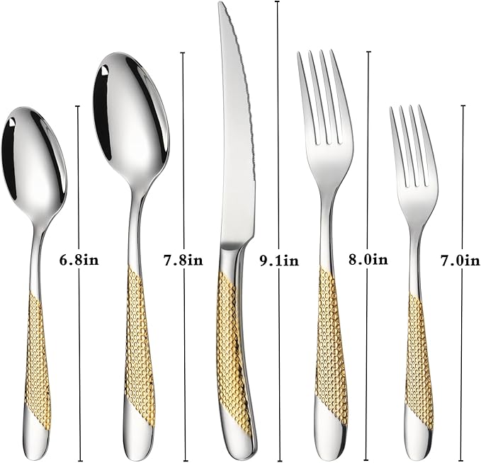 40-Piece Silverware Set Stainless Steel Flatware Set Service for 8 Includes Knives Spoons Forks Kitchen Utensils Cutlery Sets For Home Kitchen Hotel