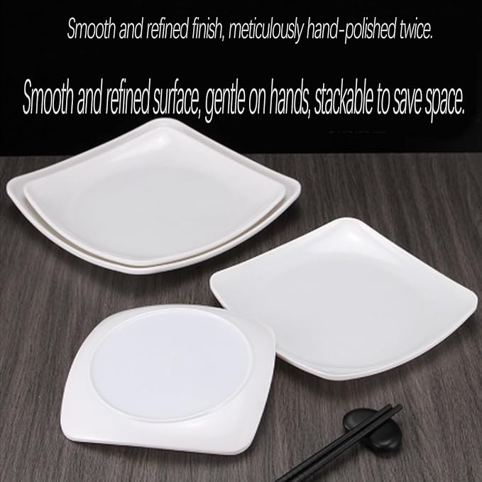 Appetizer plate, small ceramic plate, suitable for desserts, square plate, white kitchen cutlery set.(9.5in)
