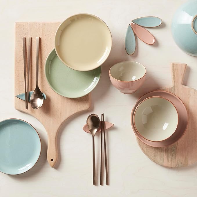 Denby - Heritage Pavillion Coupe 4 Piece Dinner Set For 1 - Blue Ceramic Stoneware Tableware - Dishwasher & Microwave Safe - Scratch Chip Resistant - 1 x Dinnerware Plates, Side Plates & Cereal Bowl