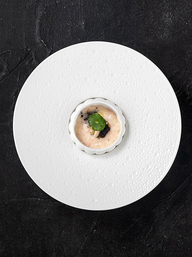 Appetizer Plates Creative Stone Pattern Ceramic Western Food Plate Restaurant White Plate Caviar Plate Cheap Plates(A)