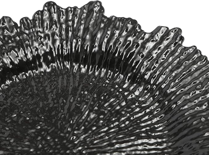 24 PCS Charger Plates Bulk, 13 Inch Floral Reef Plastic Charger Dinner Plates Round Service Plates Decorative Chargers Bulk for Table Setting Wedding Party Event(Black)