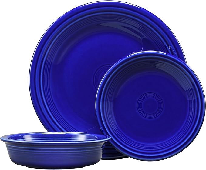 Fiesta® Classic Rim 3-Piece Dinnerware Set – Durable Ceramic, Lead-Safe, Dishwasher/Microwave/Oven Safe – Made in USA Dinnerware - Twilight