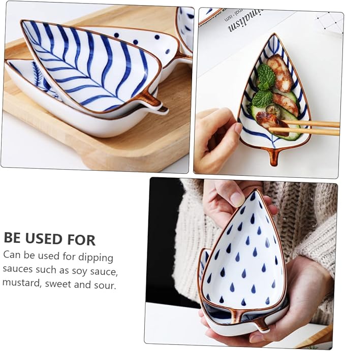 Amosfun 3pcs Ceramic Sauce Dipping Dishes Set Glazed Color Seasoning Plates Snack Food Serving Bowls for Appetizers for Parties and Entertaining Random Style