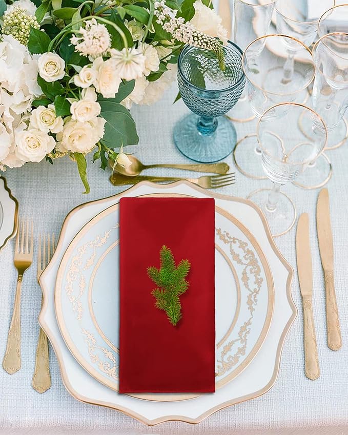 CROWN GUIDE 12 Pack Gold Napkin Rings and Cloth Napkins Set of 6, 17x17 Satin Cocktail Napkins Bulk Table Napkins Holder for Wedding Reception Personalized Napkins Bridal Shower for Party Decorative