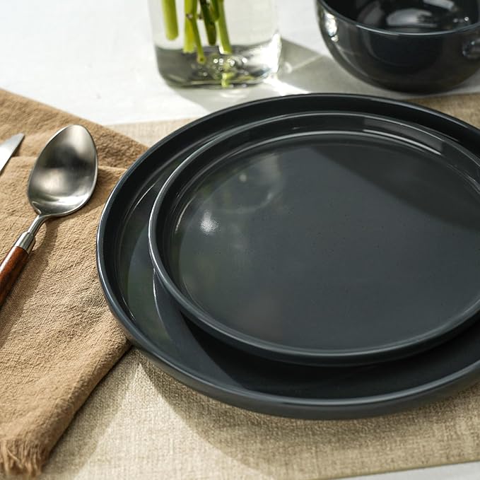 Stellar Plates and Bowls Sets Dishes Set for 8 Handpainted Dinnerware Sets 24 Pieces, Speckled Ceramic Plate Set Scratch Resistant Microwave & Dishwasher Safe (Laguna Dawn)