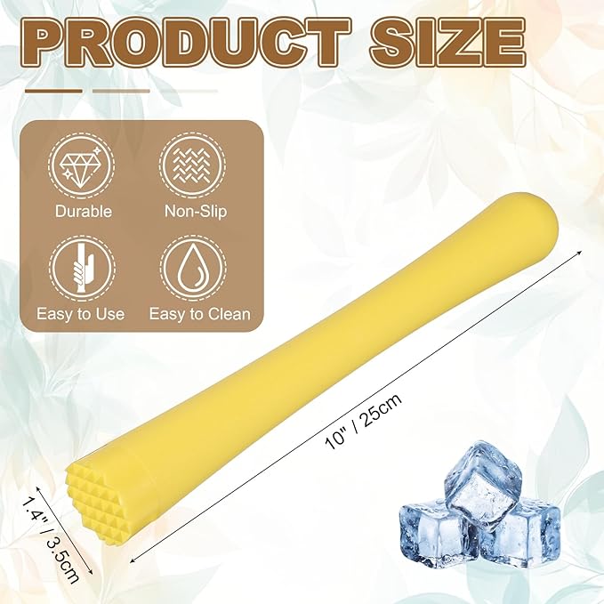 uxcell Cocktail Muddler, 10 Inch PP Drink Muddler Bar Accessories Tools Ice Crusher for Home Party Cocktail Fruit Drinks, Yellow (Thick)