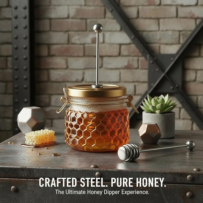 Honey Dipper. Premium 304 Stainless Steel Honey Dipper Set, 6.3 Inch Kitchen Stirrer, 3 Pack Deep-Groove Honeycomb Sticks for Syrup, Molasses, and Sauces, Dishwasher Safe. 3 PCS in One Box.