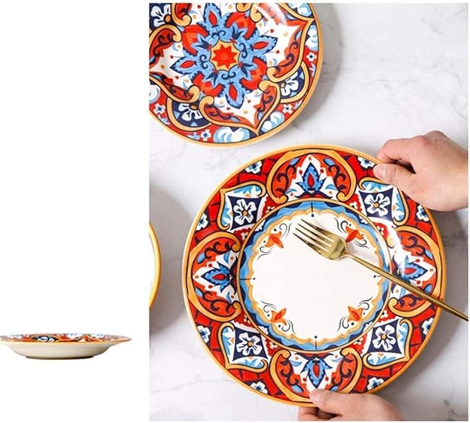 White Lace Ceramic Dinner Set for 6 People Porcelain Plates Bowls Service 20 Pieces