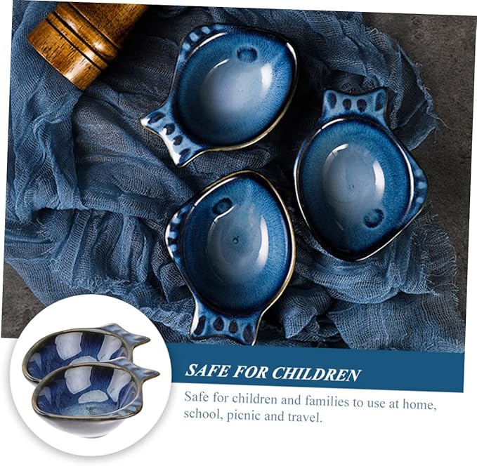 2pcs Ceramic Saucer Flatware Tray Plates Dipping Sauce Bowl Ceramic Dip Dish Side Dish Tableware Appetizer Plate Utensil Tray Sushi Making Kit Wasabi Spices Ceramics Mini, Blue