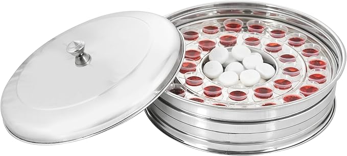 VJR Communion Tray Set with Bread Plate & Cover – Polished Stainless Steel Drink Serving Set – Church Communion Plates and Tray Set