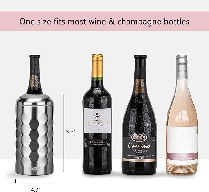 Wine Chiller Single Bottle With 2 Stainless Steel Wine Cup Iceless Cooler insulated Keep Wine Cold up to 6 Hours Fits Most Wine Bottles Gift for Wine Lovers Rapid and Portable(1bottle+2cup)