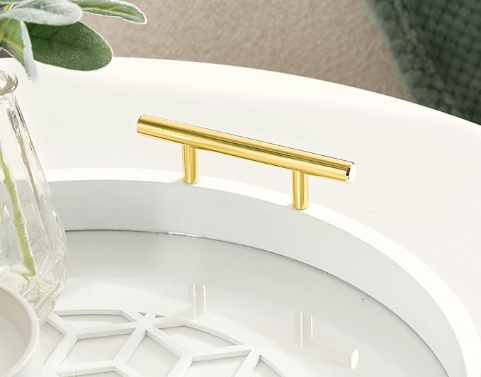 Kate and Laurel Caspen Round Cut Out Pattern Decorative Tray with Gold Metal Handles, White