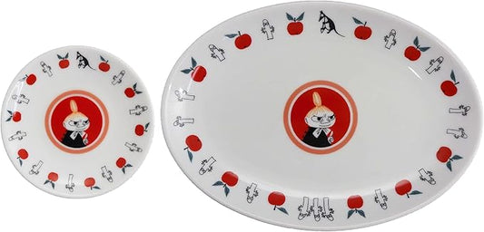 MOOMIN MM5702-324P 2-Piece Set Ceramic Dumpling Plate, Soy Sauce Plate, Geometric Pattern, Modern Geometric Style, Little My, Round, 9x9x15cm, Microwave & Dishwasher Safe, Made in Japan