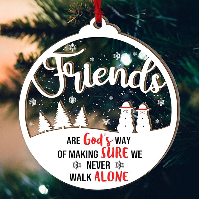 Jesuspirit Mr and Mrs Ornament - Wedding Gifts for Couples 2025, Bride, Groom, First Christmas Married Ornament, Bridal Shower Gifts (Friends are God's Way So We Never Walk Alone)