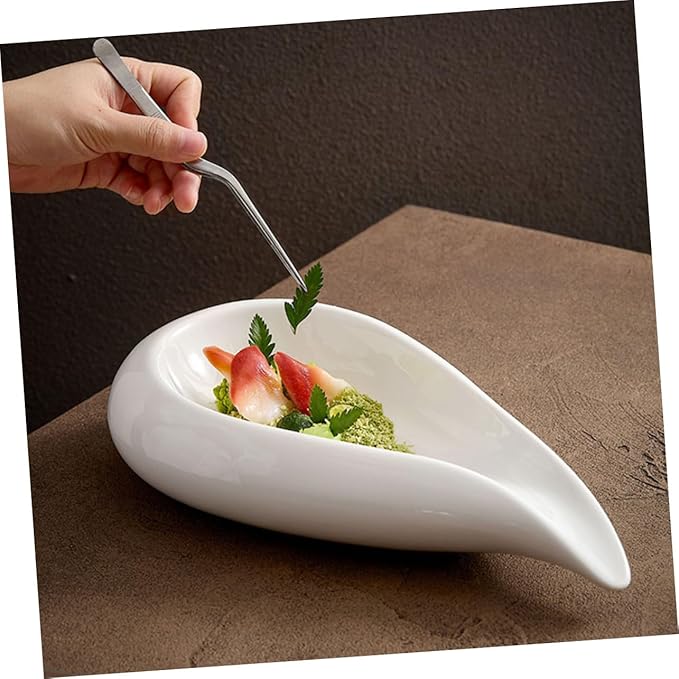 GLEAVI Irregular Ceramic Appetizer Plate 1-Piece Food Serving Dish Deep Bowl Plate for Fruits Nuts and Snacks for Parties and Restaurants