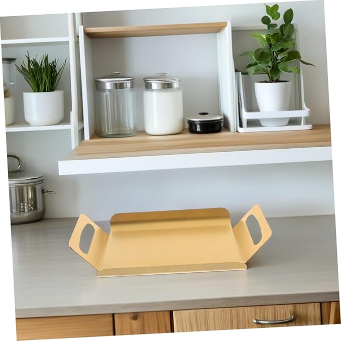 Decorative Stainless Steel Serving Tray with Handles Thickened Buffet Platter for Parties and Events Elegant Design for Snacks Desserts Tea