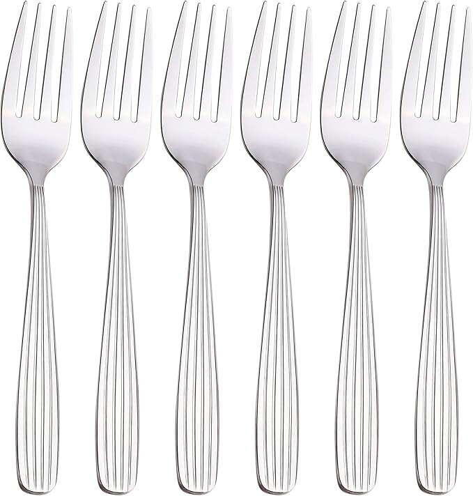 Dinner Forks, Spoons & Dinner knives Set, Food Grade Stainless Steel Silverware Set, Mirror Polished, Dishwasher Safe Flatware Set (6-Pcs, Dinner Forks)