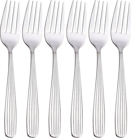 Dinner Forks, Spoons & Dinner knives Set, Food Grade Stainless Steel Silverware Set, Mirror Polished, Dishwasher Safe Flatware Set (6-Pcs, Dinner Forks)
