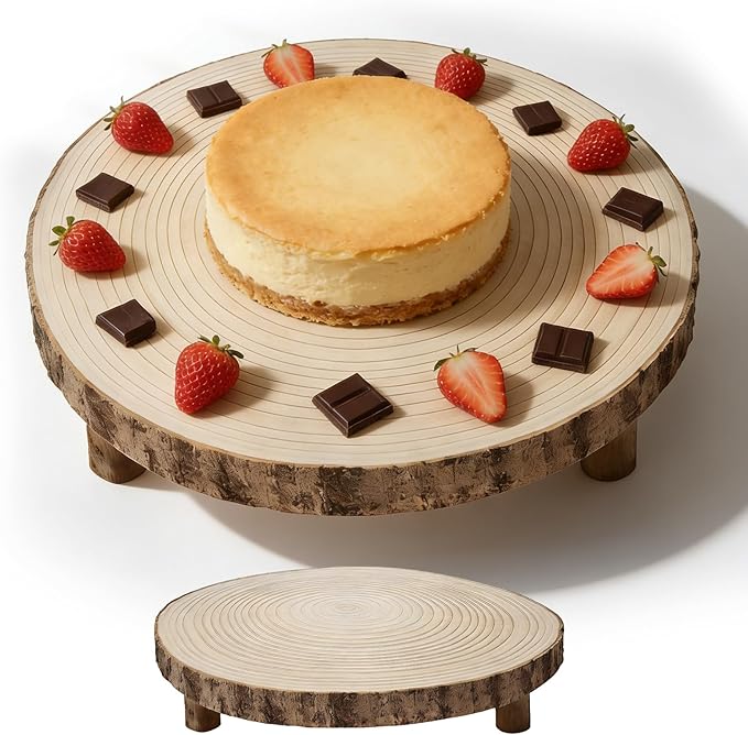 11-12 Inch Wooden Cake Stand, Rustic Wood Cake Stands for Wedding, Cupcake Stand for Dessert Display
