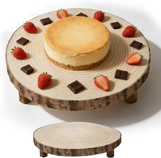 11-12 Inch Wooden Cake Stand, Rustic Wood Cake Stands for Wedding, Cupcake Stand for Dessert Display