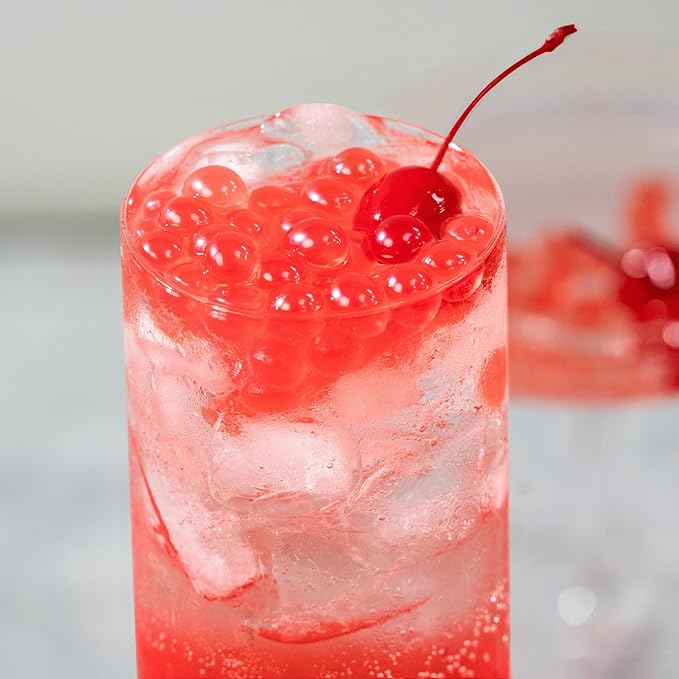 Tea Zone [1 Pound] Cherry Popping Pearls, Bursting Pearls for Teas, Shakes, Smoothies, Dessert Toppings