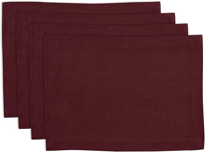 Solino Home 100% Pure Linen Cordovan Placemats Set of 4 – 14 x 19 Inch Table Mats – Sonoma Collection, Handcrafted Accents for Christmas & New Year