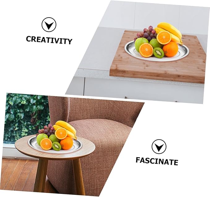 ERINGOGO 2pcs Stainless Steel Oval Pan Food Serving Platters Fruit Trays for Serving for Party Cheese Plate Oval Serving Platter Large Charcuterie Dinnerware Buffet Snack Dishes Meal Silver