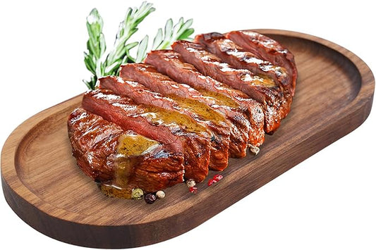 12 Pcs Wood Serving Trays, 10 Inch Oval Charcuterie Boards Set - Acacia Wood Cheese Boards Platters for Snacks, Fruit, Dessert, Appetizer, Rustic Kitchen & Party Serving Dishes (Wood Color)