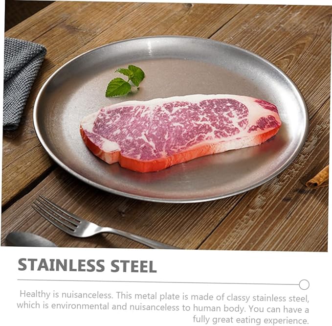 BESTonZON Food Trays Vintage Barbecue Plate Decorative Serving Trays Korean Style Dish Nut Plate Table Tray Cutlery Beef Meat Roast Meat Tray Dinner Dish Metal
