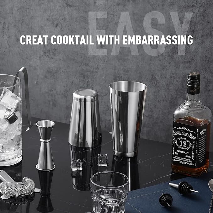 Bartender Kit Gift for New Bartender | Professional 25-Piece mixology Bartender kit with Portable Travel Kit Bag | Bar Set Cocktail Shaker Set for Home Cocktail Making, Work, Parties, Camping