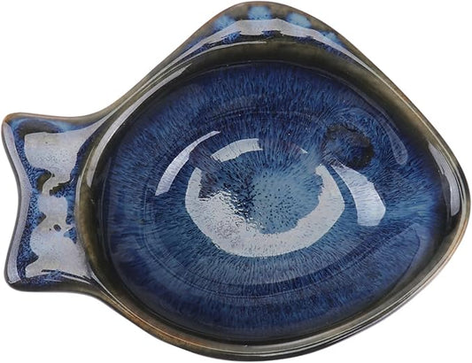 Fish Shaped Ceramic Sauce Dish Unique Appetizer Plate for Seasoning Dipping for Home Restaurants and Catering Easy to Clean Safe for Families Blue