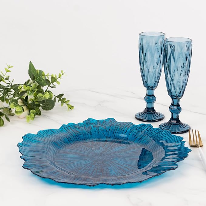 13" Charger Plates - Set of 24 - Acrylic Transparent Navy Round Reef Disposable Chargers, Ideal for Dinner Party Wedding Holiday Bulk Events