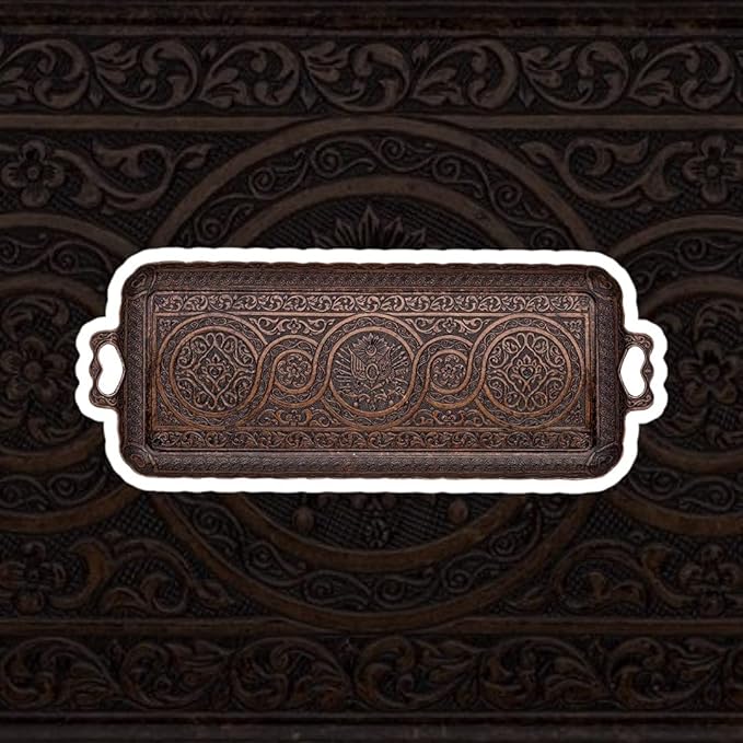 Alisveristime Turkish Ottoman Coffee Tea Beverage Serving Rectangle Tray (Small Tray) (13 INC*5.5 INC) (Copper)