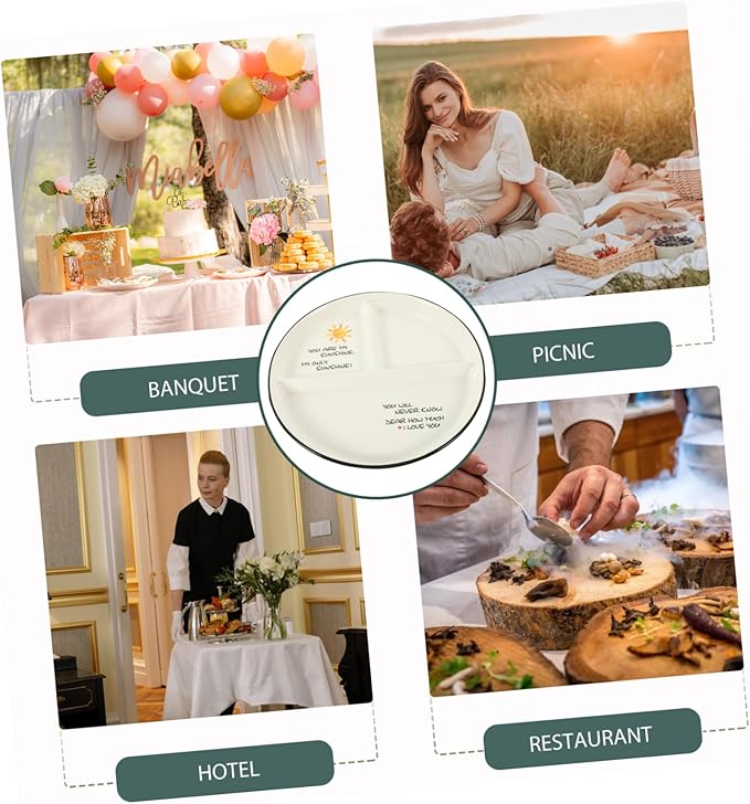 Restaurant Plates Ceramic Portion Control Plates Divider for Dinnerware Ceramic
