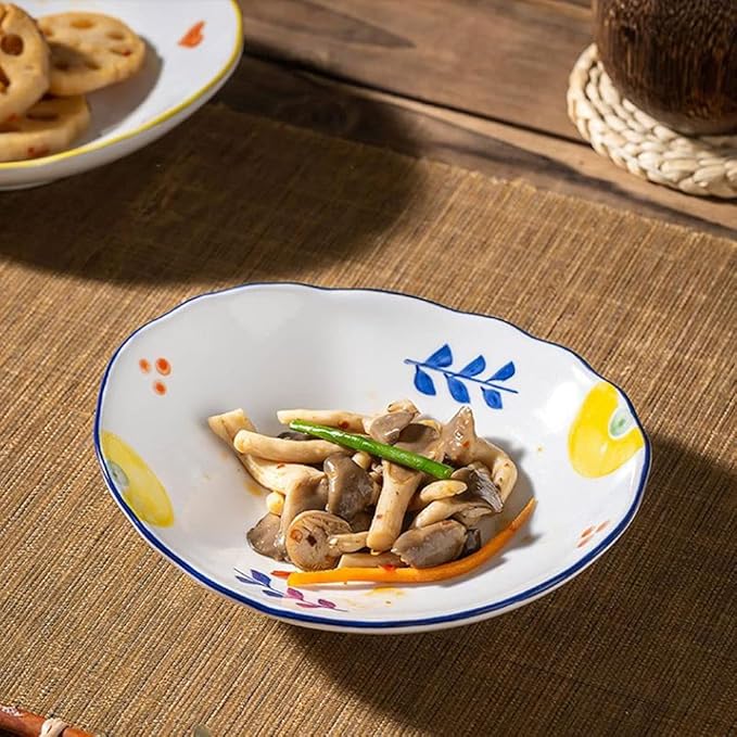 HEXEH Salad Plate 6 inch Ceramic Dessert Dishes Soy Sauce Dipping Plates Snack Fruit Appetizer Side Dishes Serving Dish Japanese Style Dinnerware Set (2pack) Plastic Plate (Color : A)