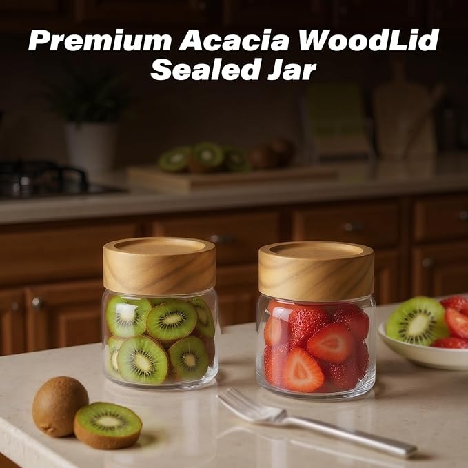 2-Pack 6 fl oz Glass Canisters with Airtight Sealing Lids - Leakproof Food Mason Jars for Meal Prep, Overnight Oats, Salad Dressings, Yogurt & Spice Storage