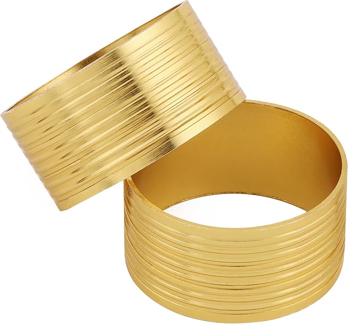 Round Serviette Rings Ribbed Napkin Ring Gold Napkin Rings Set of 12 Metal Napkin Rings Dinner Napkin Holders for Cloth Napkins Thanksgiving Wedding Christmas Party Kitchen Table Decoration