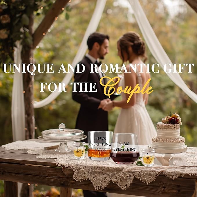 I Have Everything I Need I Am Everything Drinking Set of 2, Finger Shot Glasses Set of 2, Wedding Gifts for Couples, Bridal Shower Gifts, Anniversary, Engagement Couple Gift for Him Her
