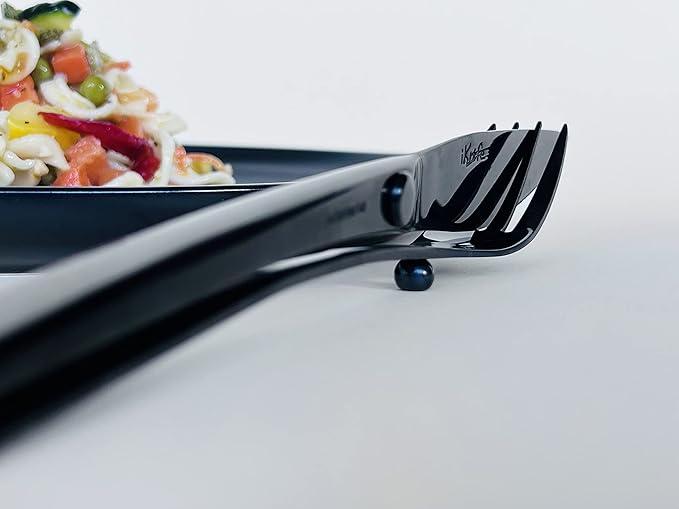 iFork BLK Collection Stainless Steel Flatware Serving Set Rises Off Tables and Surfaces. Elegant Handmade Tableware/Silverware for Home Kitchens and Restaurants | 12 Pieces iFork iSpoon iKnife Utensil