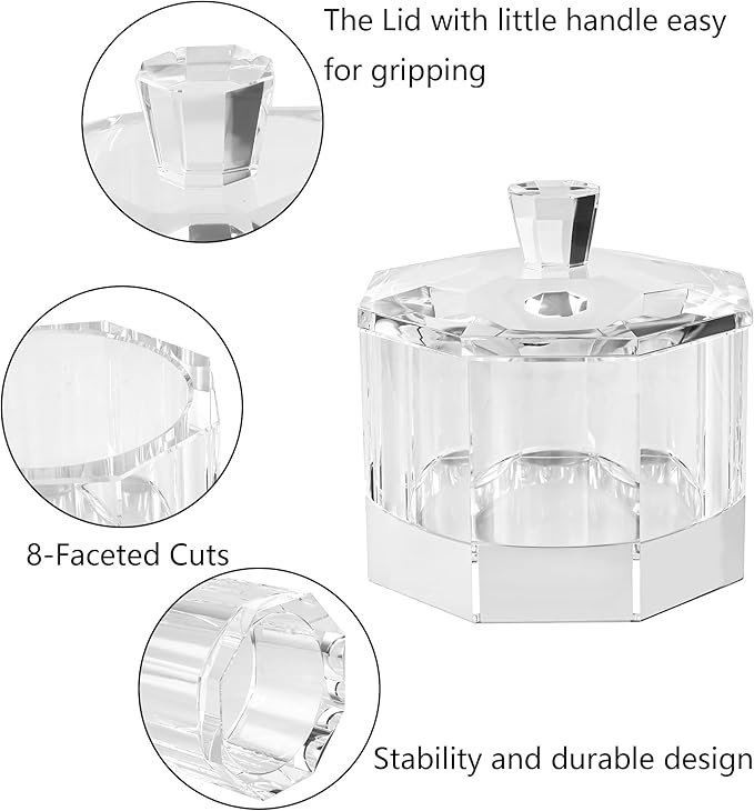 Crystal Candy Dish with Lid Hand-Cut Home Decorative Jewelry Box/Jar W 5" x H 5" with Multi-faceted, Comes With Gift Box