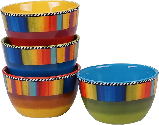 Sierra 16-Piece Ceramic Dinnerware Set: Service for 4, Includes Dinner Plates, Salad Plates, Mugs, and Ice Cream Bowls - Great for Everyday Meals, Entertaining, and Vibrant Table Settings