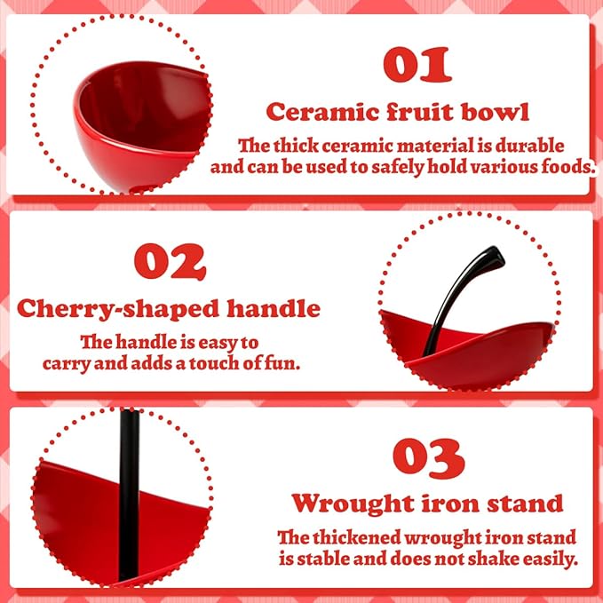 2 Tier Ceramic Fruit Bowl,Red Fruit Plate,Dessert Bowl,7 inch Color contrasting Snack Platefor Living Room Coffee Table Snack Plate Pastry Plate Beauty Salon Fruit Plate Christmas Party