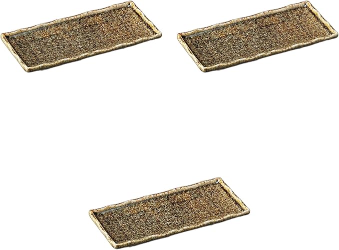 Setomonohonpo Set of 3 Mei Tatsu Serving Plates [8.7 x 4.1 x 1.0 inches (22 x 10.5 x 2.6 cm)] | Appetizer Plate Porcelain