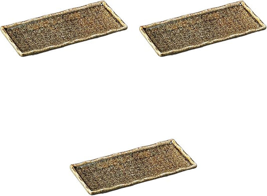 Setomonohonpo Set of 3 Mei Tatsu Serving Plates [8.7 x 4.1 x 1.0 inches (22 x 10.5 x 2.6 cm)] | Appetizer Plate Porcelain