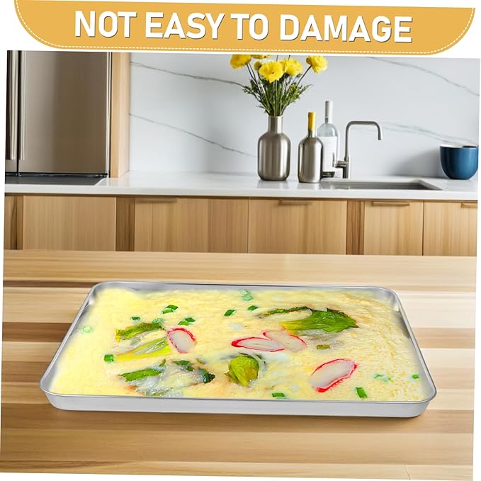 IMIKEYA Rectangular Stainless Steel Food Tray Versatile Serving Platter for Bbq Picnics and Parties and Easy to Clean