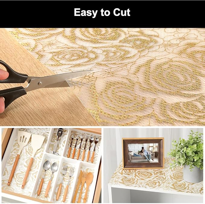 Cooyes Shelf Liner – Premium Non-Adhesive Cabinet & Drawer Liner for Kitchen – Waterproof Shelf Paper with Modern Pattern – Durable EVA Cabinet Mat – Easy to Cut （23.6" W x 360" L）